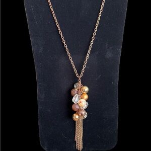 Elegant Gold and Brown Beaded Necklace